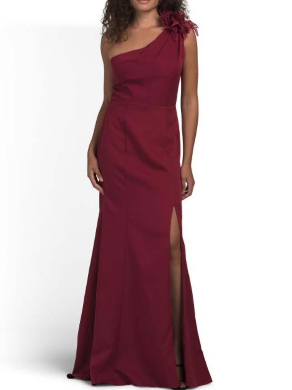 RENE BY RENE RUIZ One Shoulder Gown With Floral Applique